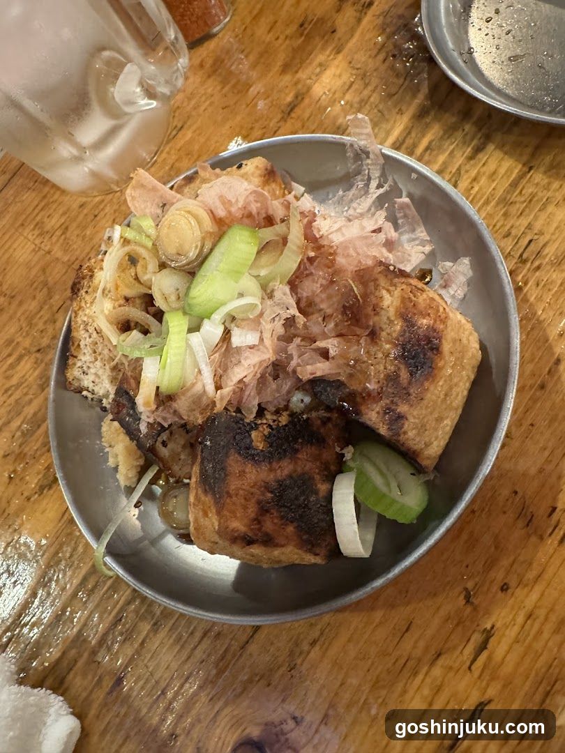 Grilled Tofu Dish with Scallions and Katsuobushi