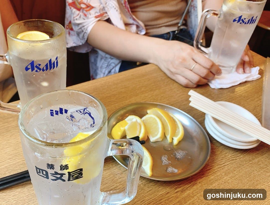 Asahi Beer with Lemon Slices