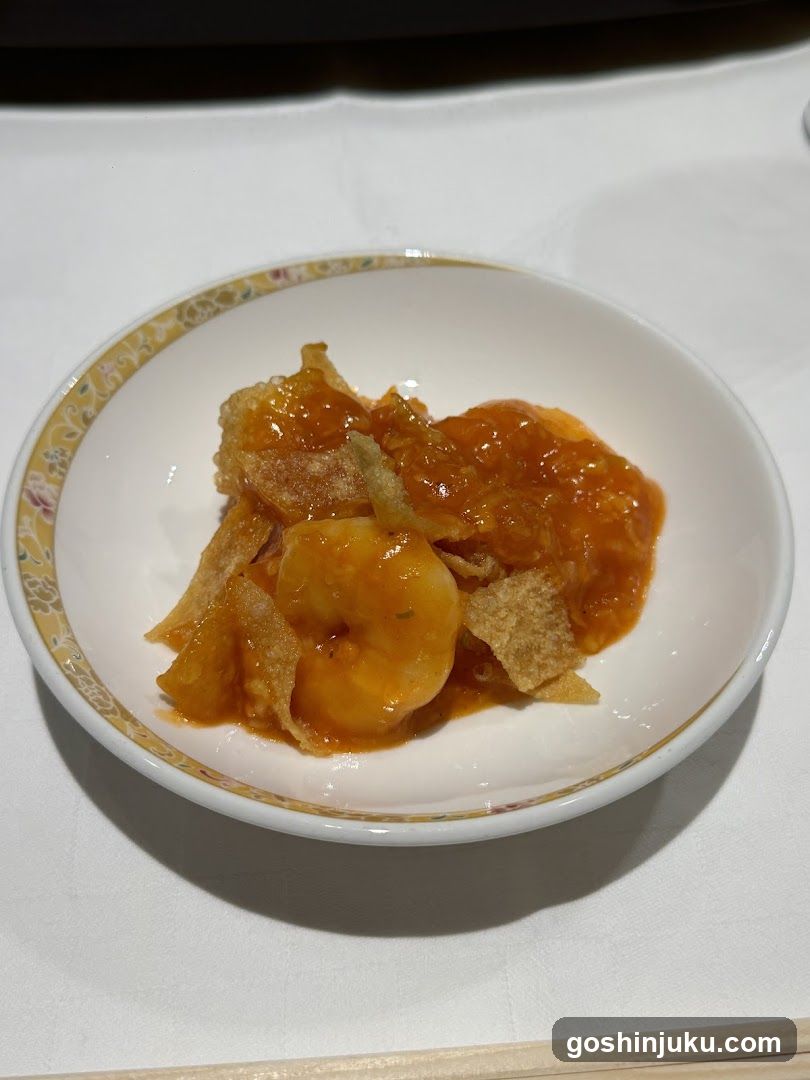 Shrimp Dish with Sauce and Chips