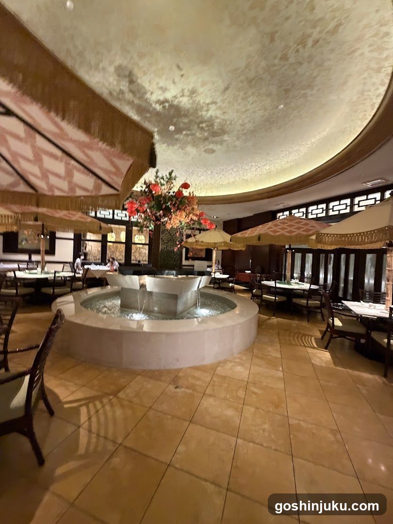 Elegant Restaurant Interior with Fountain