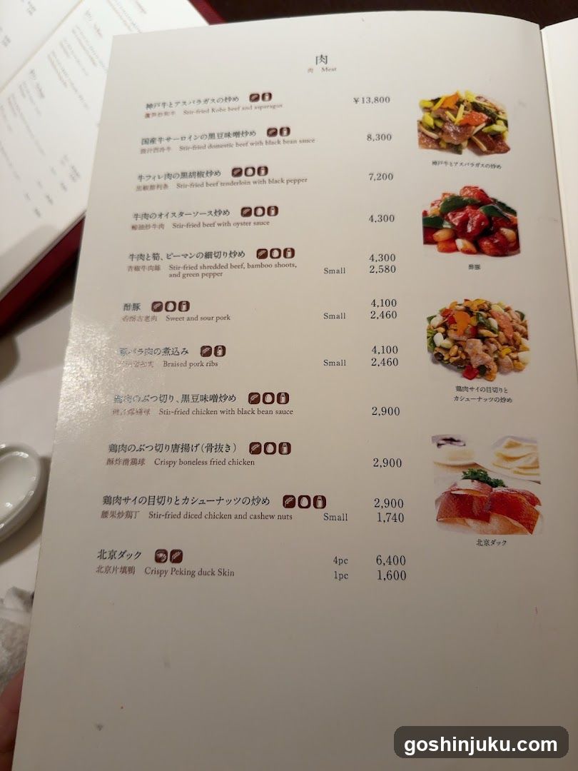 Japanese Meat Menu Page