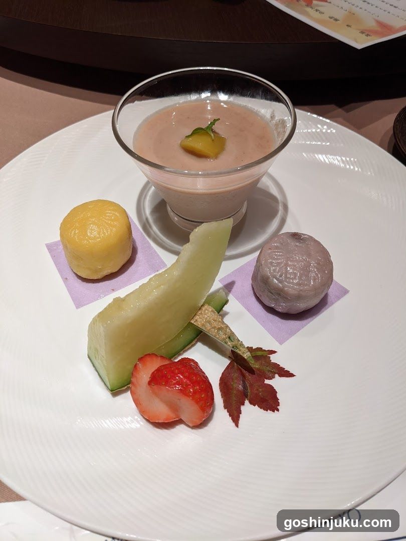 Dessert Platter with Pudding and Fruits