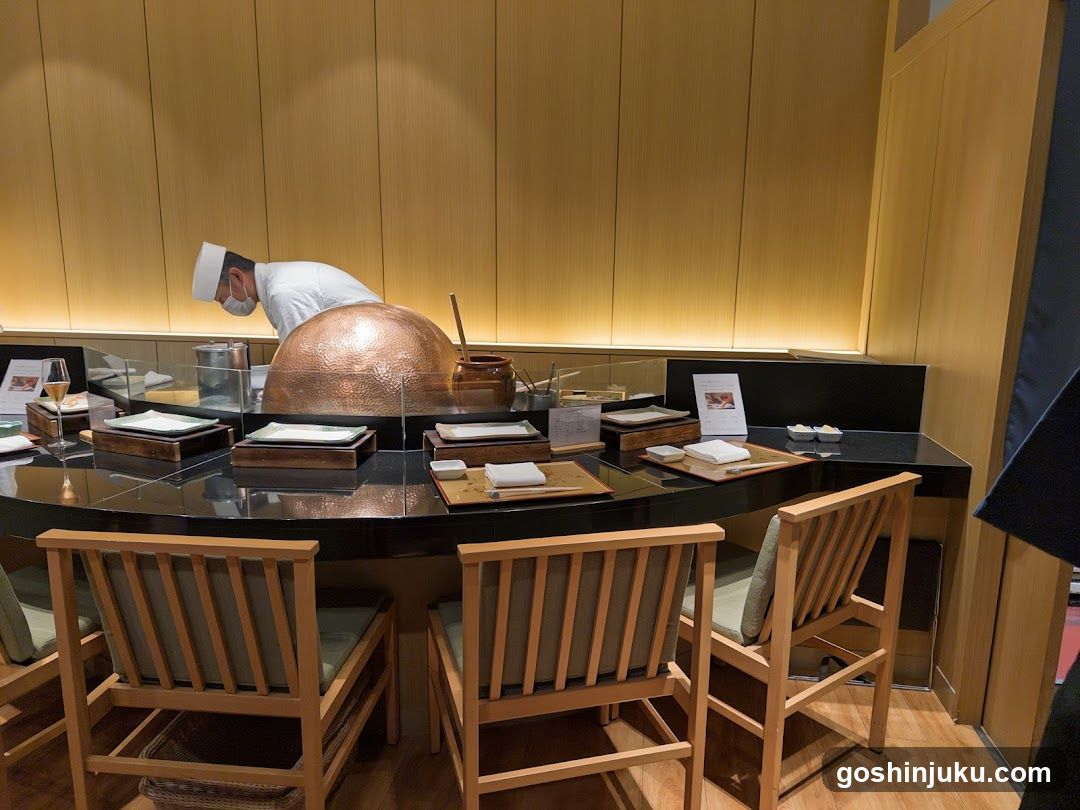 Chef Preparing Food at Omakase Counter