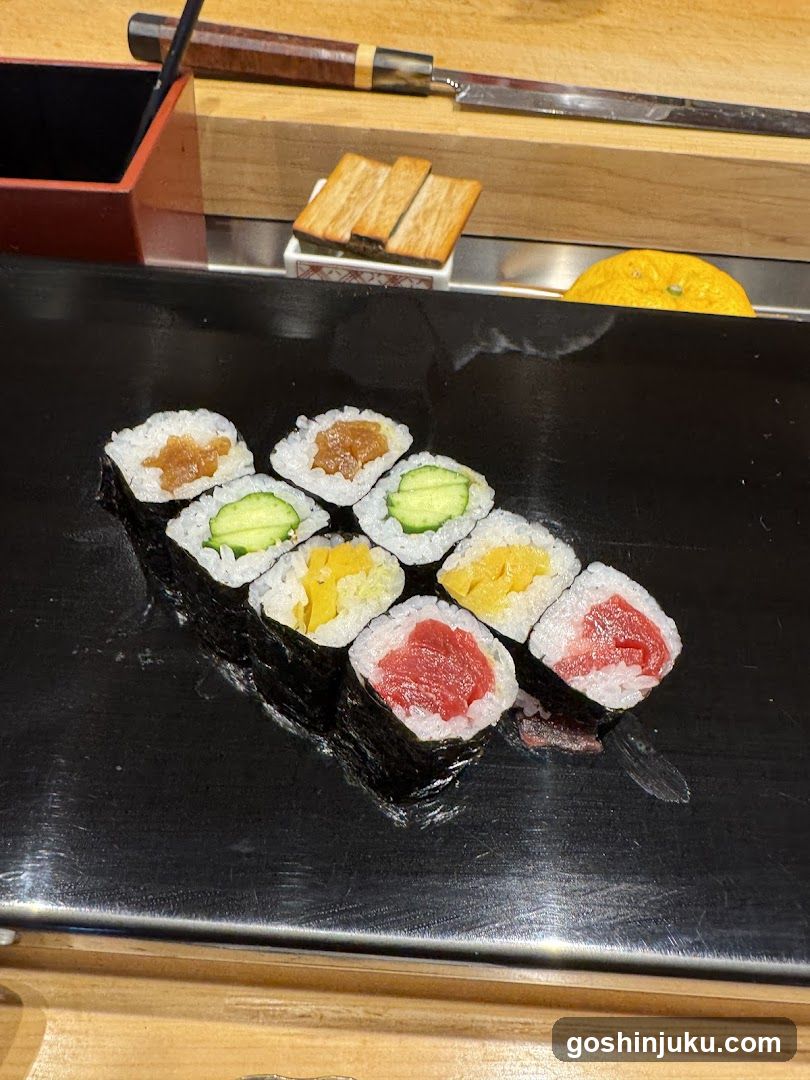 Sushi Rolls on Black Platter