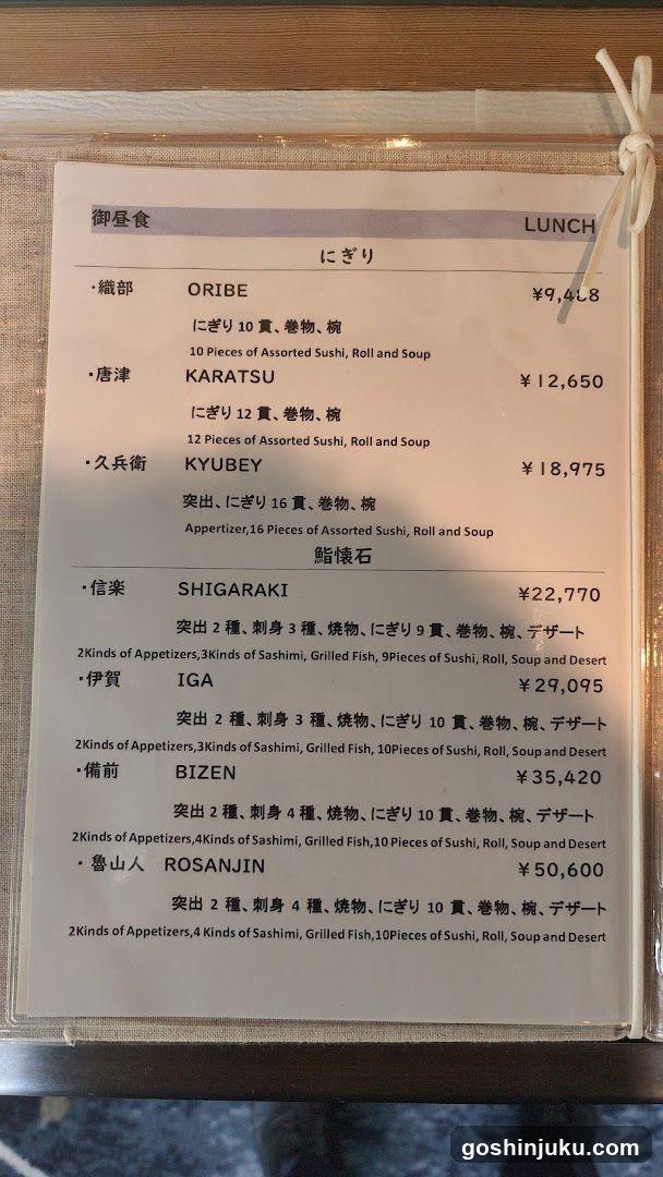 Lunch Menu - Japanese Sushi Set