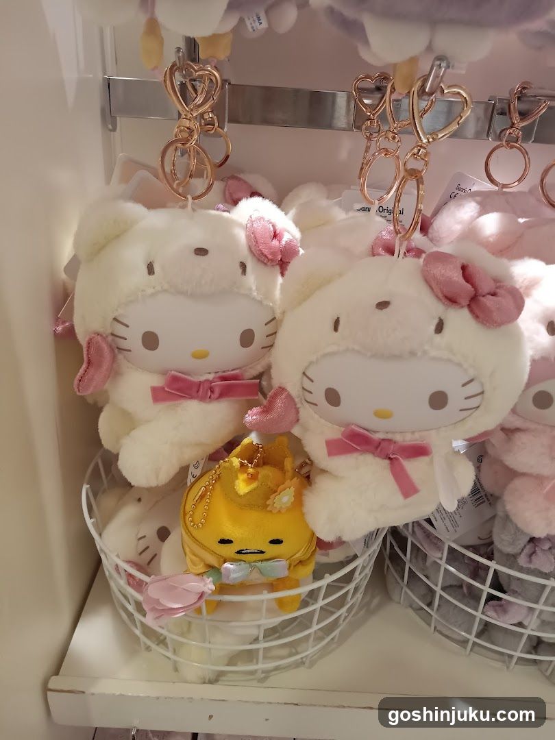 Hello Kitty plushies display