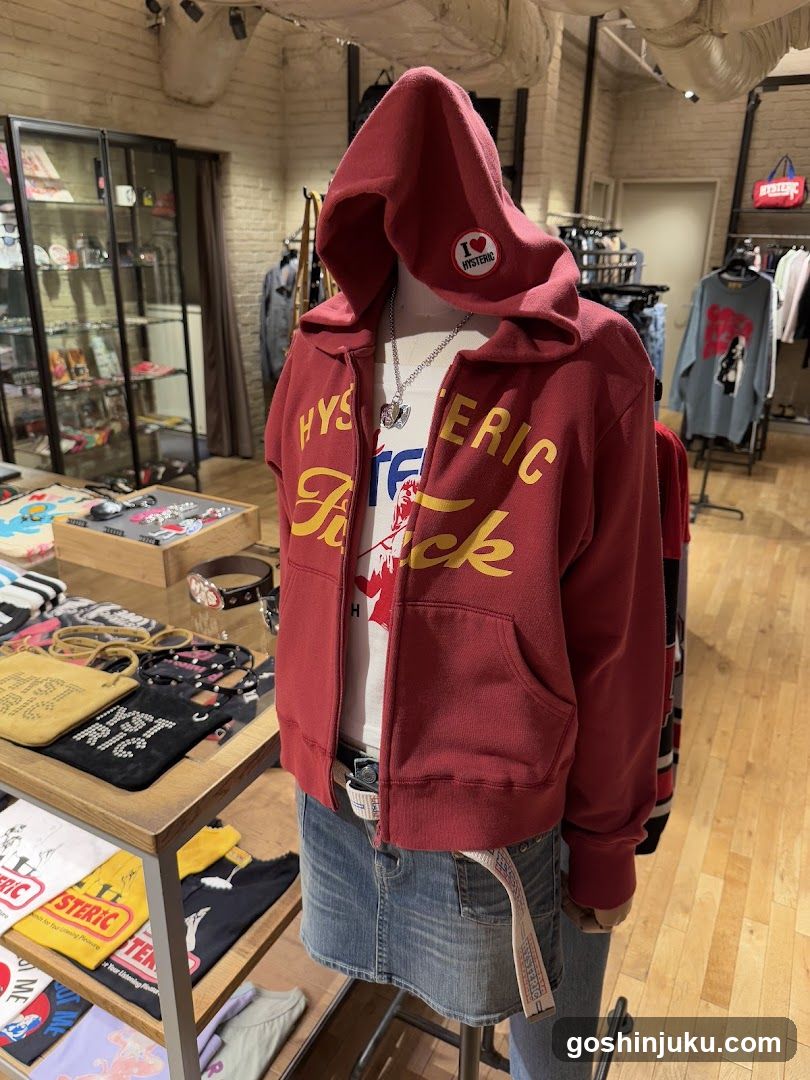 Red Hoodie Display in Store