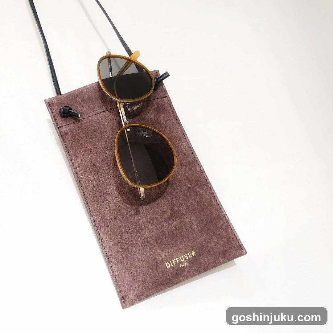 Sunglasses in a brown pouch