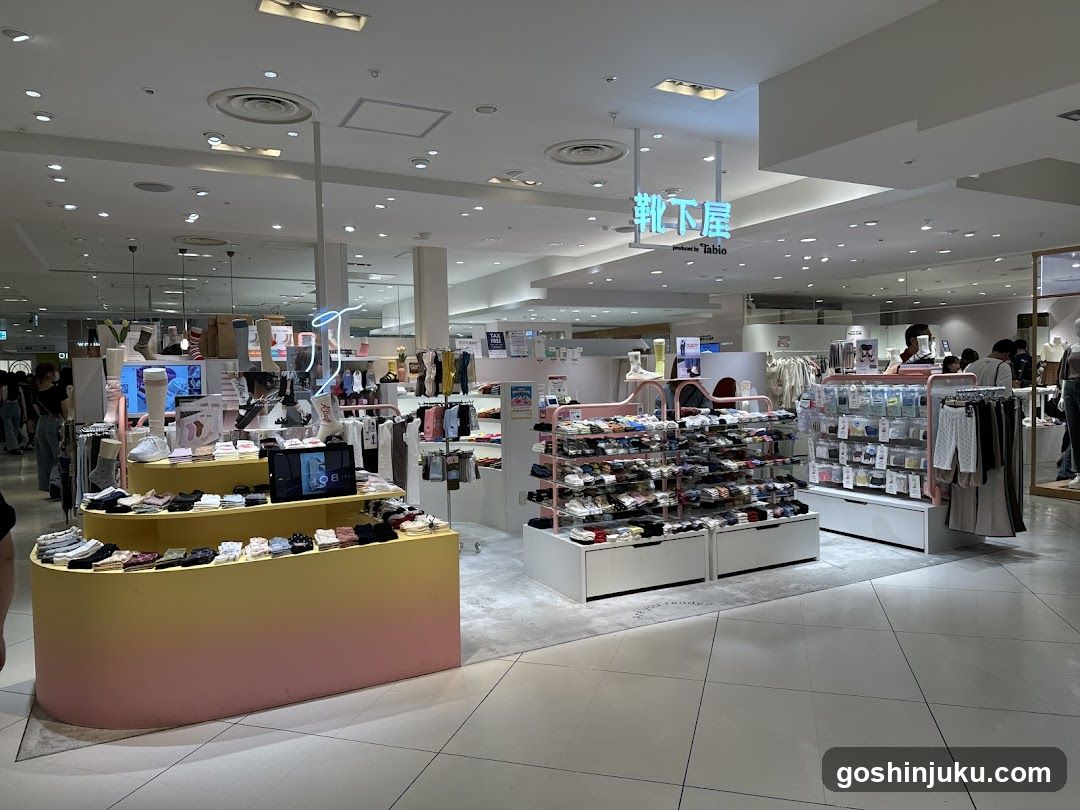 Interior of a clothing store with shoe display