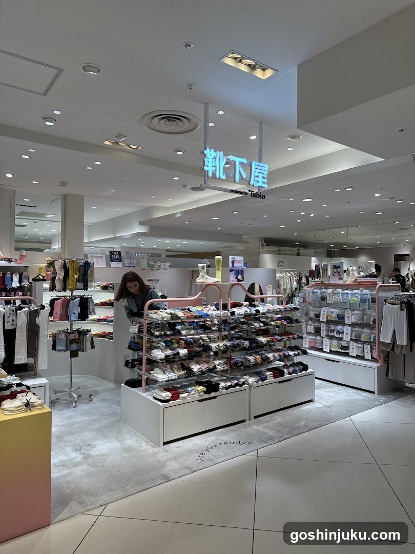 Interior of a clothing store with shoe display