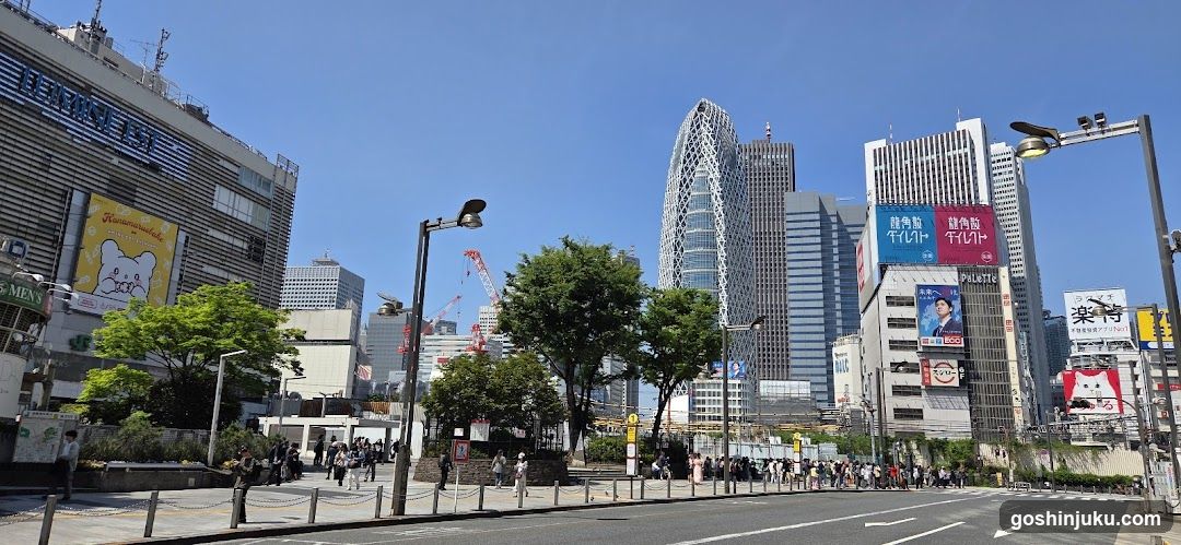 Urban Street Scene with Skyscrapers and Billboards