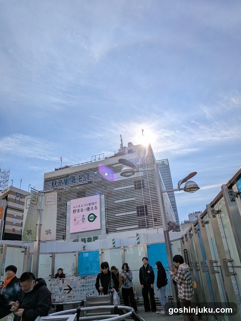 Urban street scene with people and buildings
