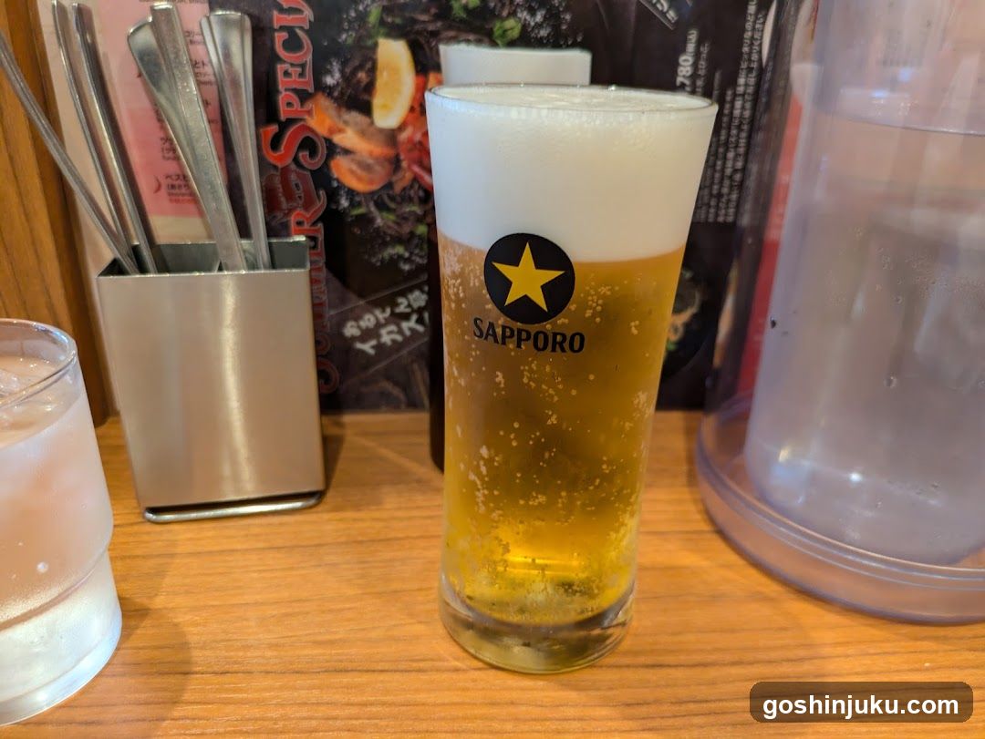 Sapporo Beer Glass on Table
