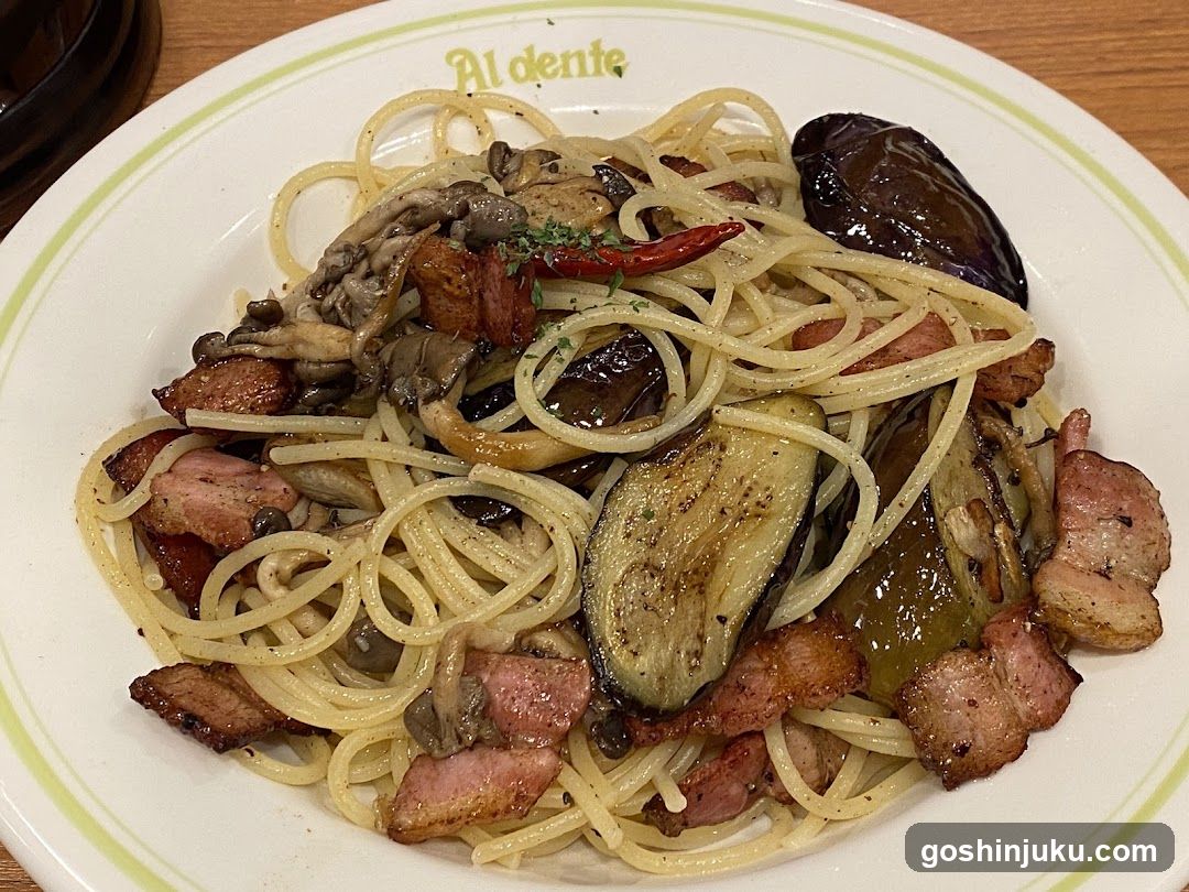 Eggplant and Bacon Pasta