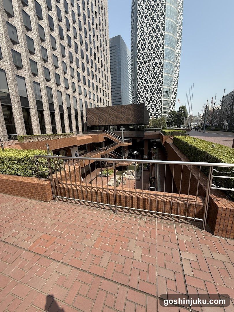 Urban courtyard view with modern buildings