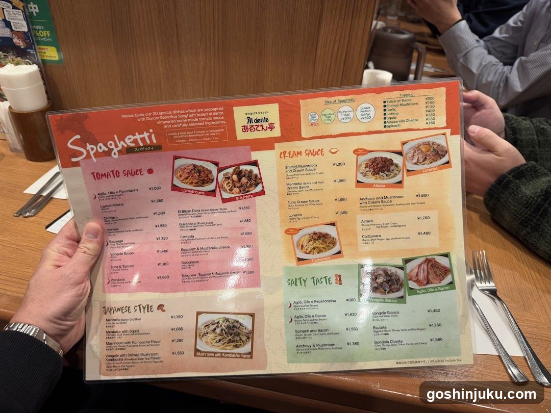 Spaghetti Menu
