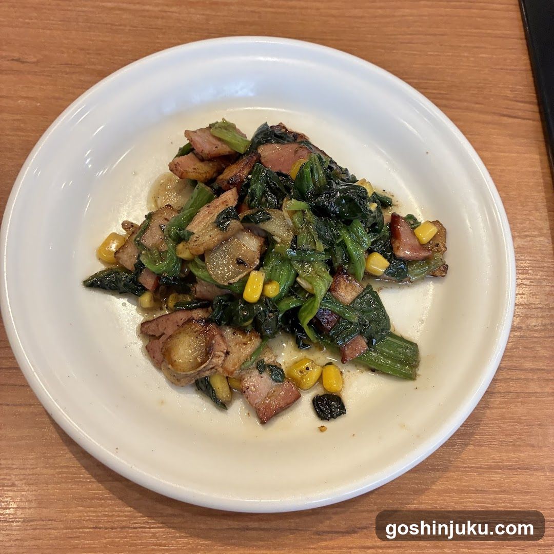 Stir-fried Greens with Corn and Meat