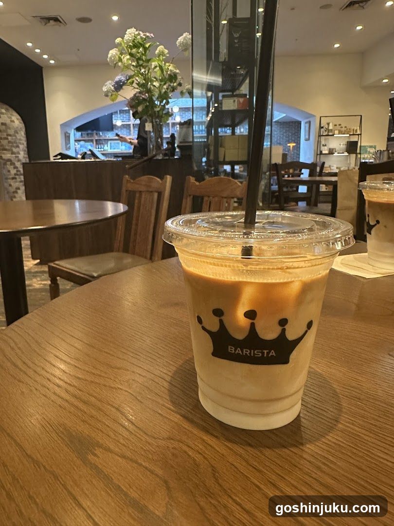 Coffee Shop Interior with Iced Coffee Cup