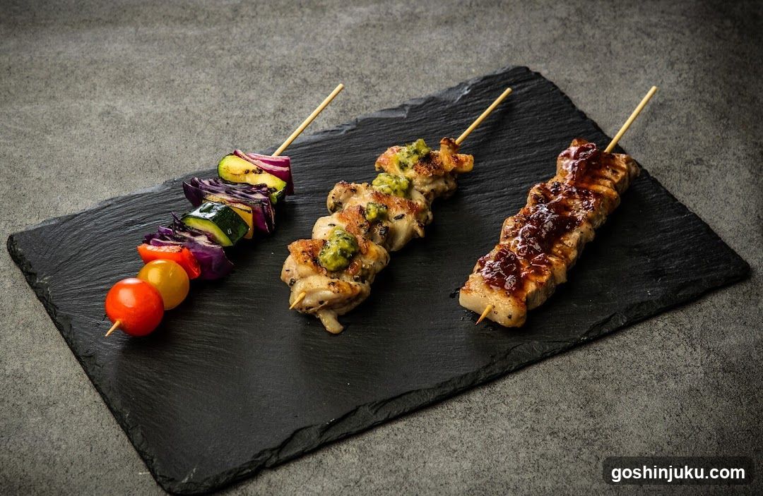 Grilled Skewers on Slate Platter