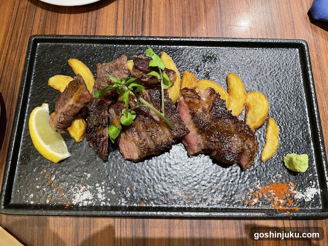 Grilled Steak with Potatoes and Garnish