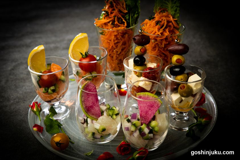 Assorted Appetizers on a Glass Platter