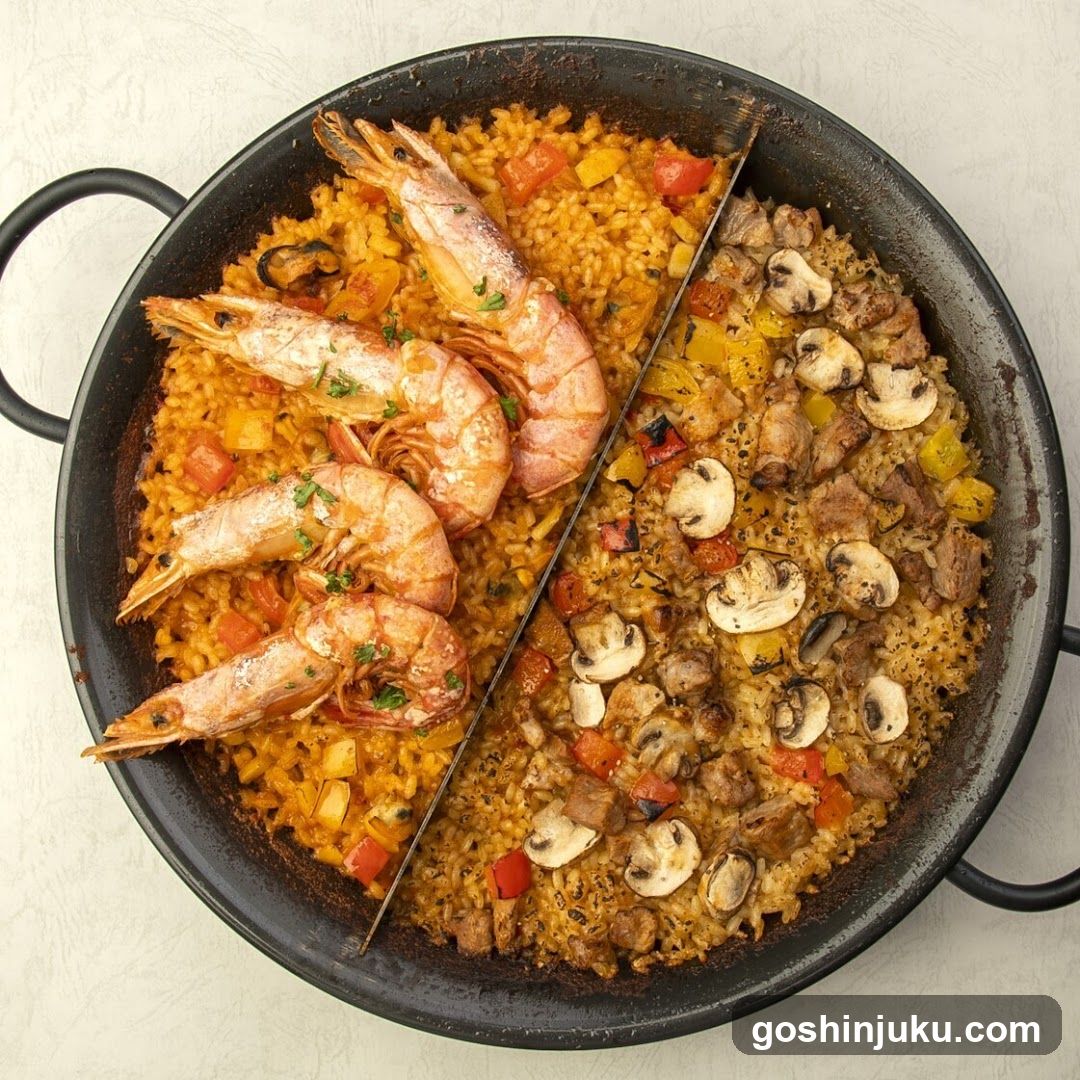 Paella with Shrimp and Mushroom Risotto