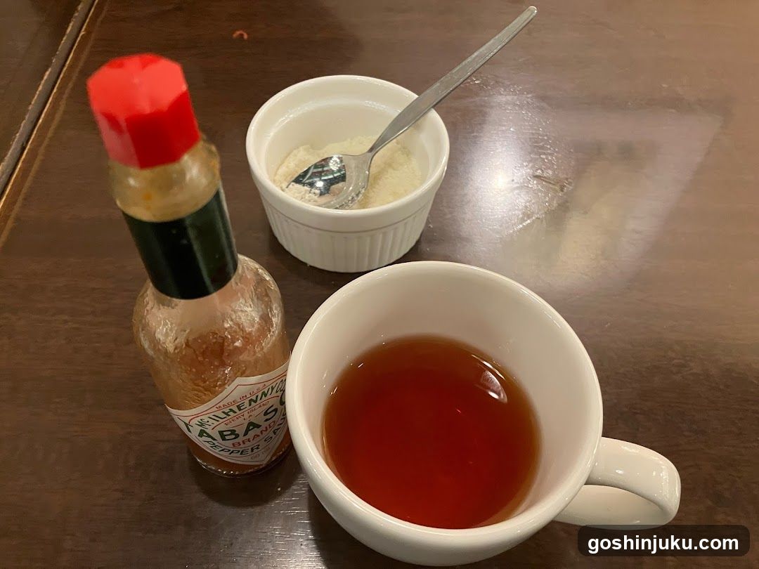 Bottled Sauce and Tea Setup