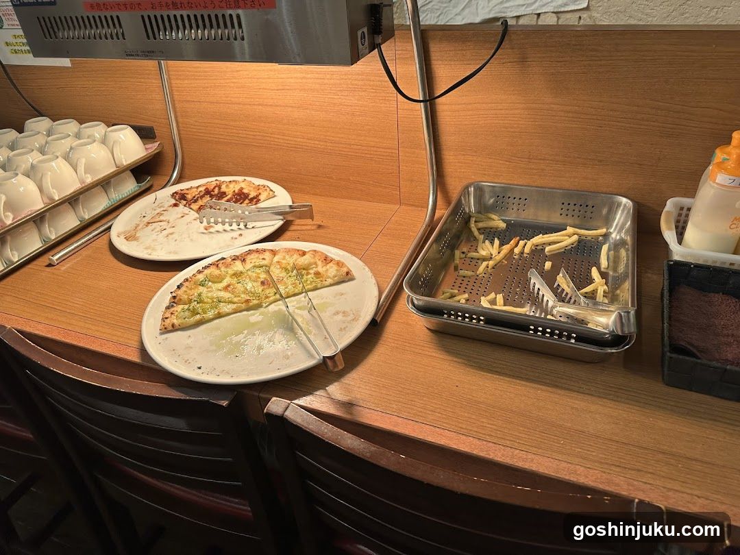 Pizza and French Fries Buffet Table