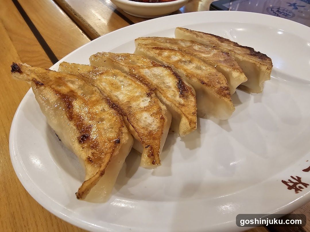 Gyoza on a white plate