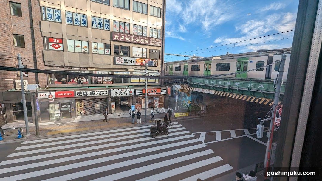 Train crossing street in Japan