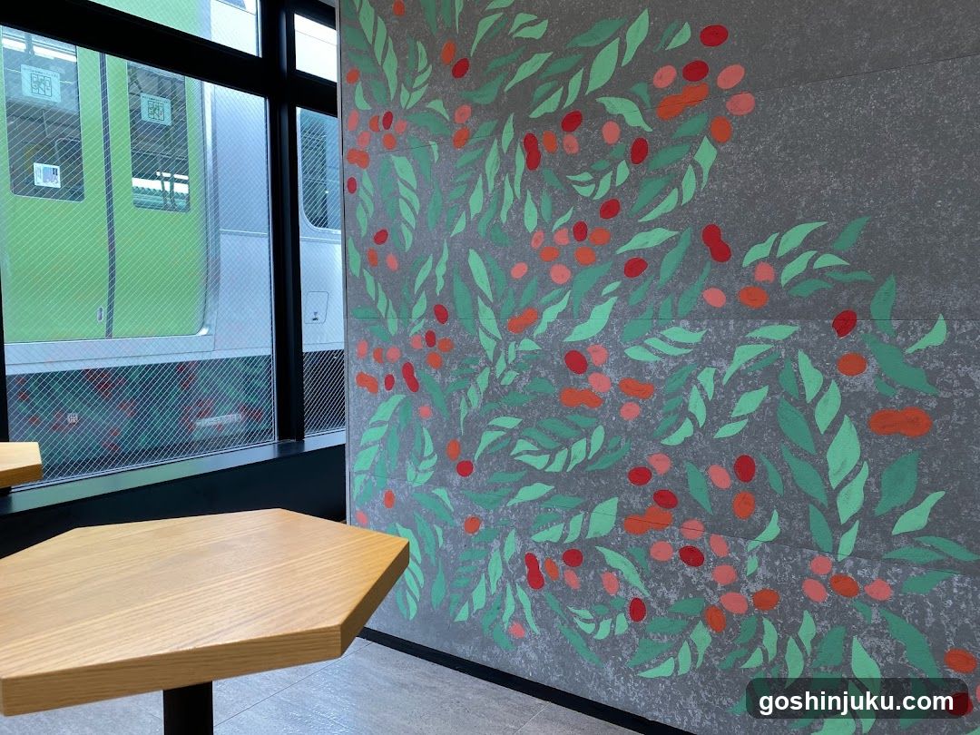 Coffee Shop Interior with Train View