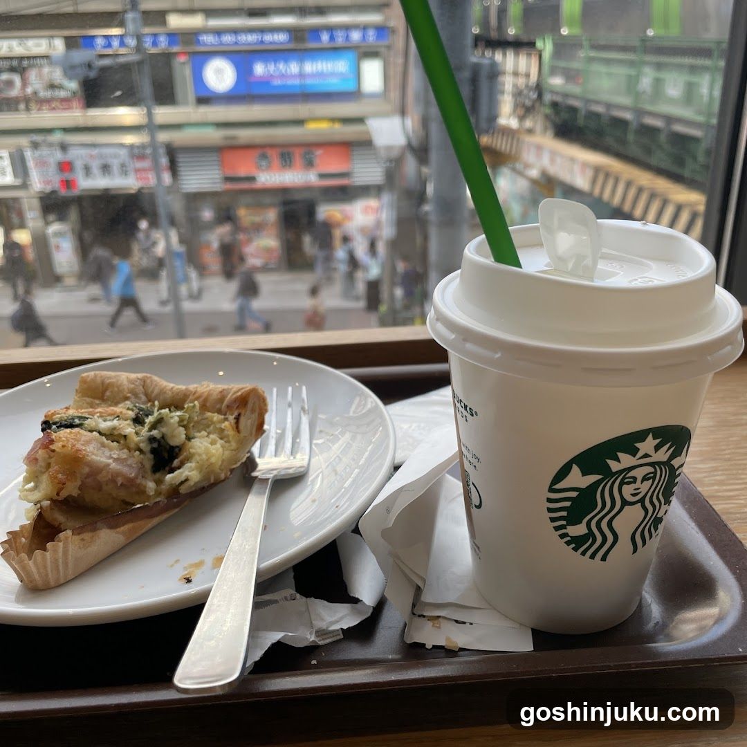 Starbucks Coffee and Pastry by Window