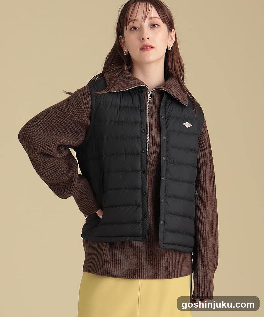 Fashion Model Wearing Puffer Vest