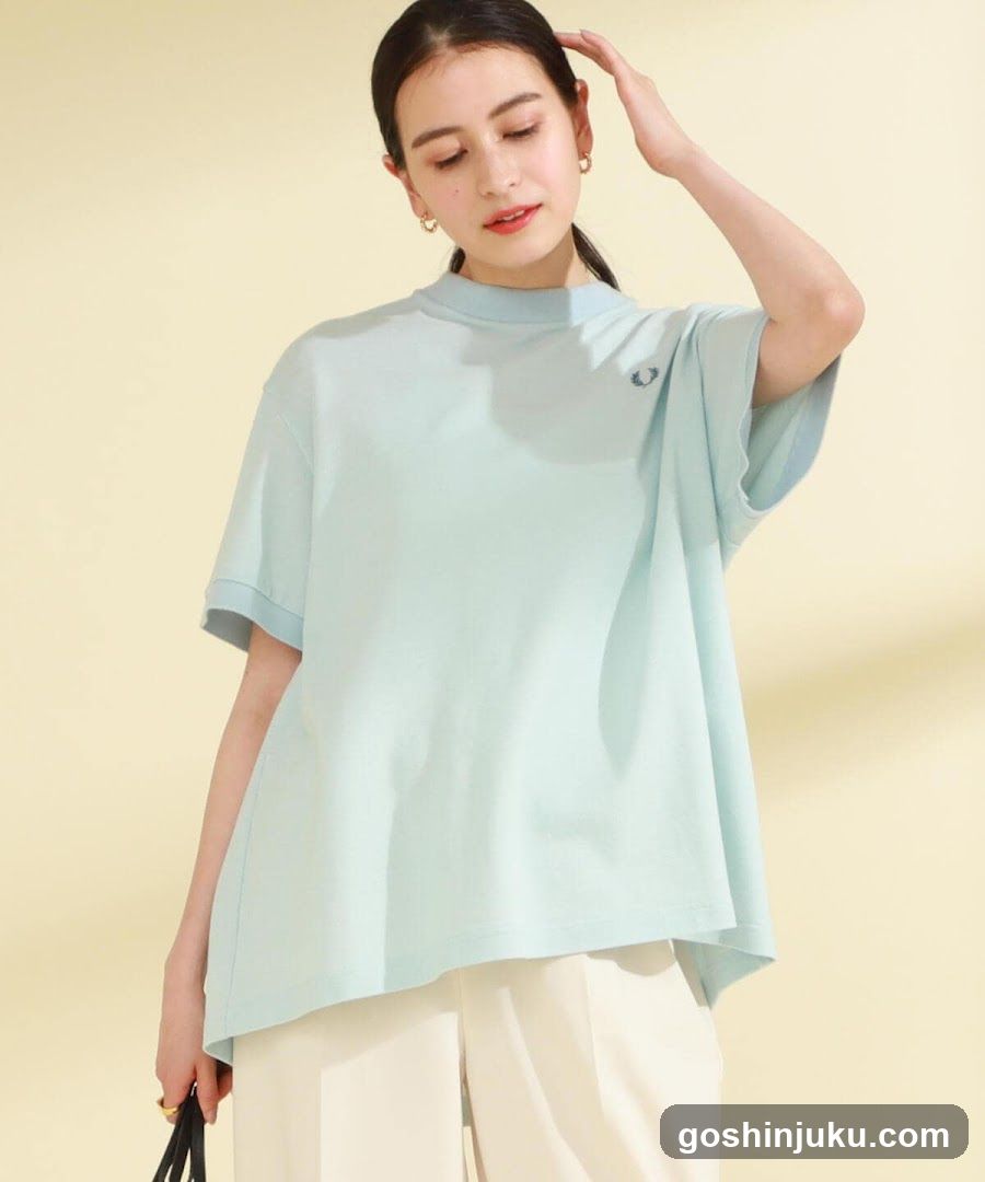 Fashion Model Wearing Pastel Blue T-Shirt