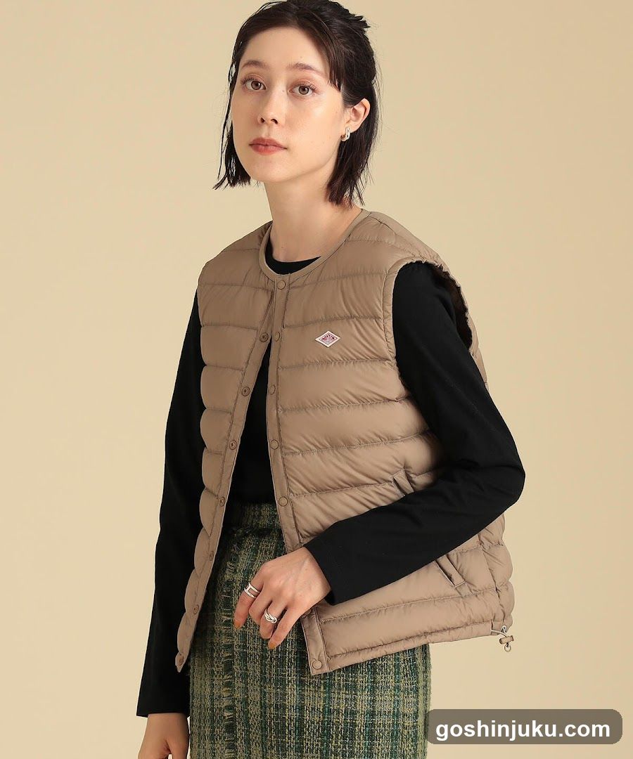 Fashion Model Wearing Quilted Vest