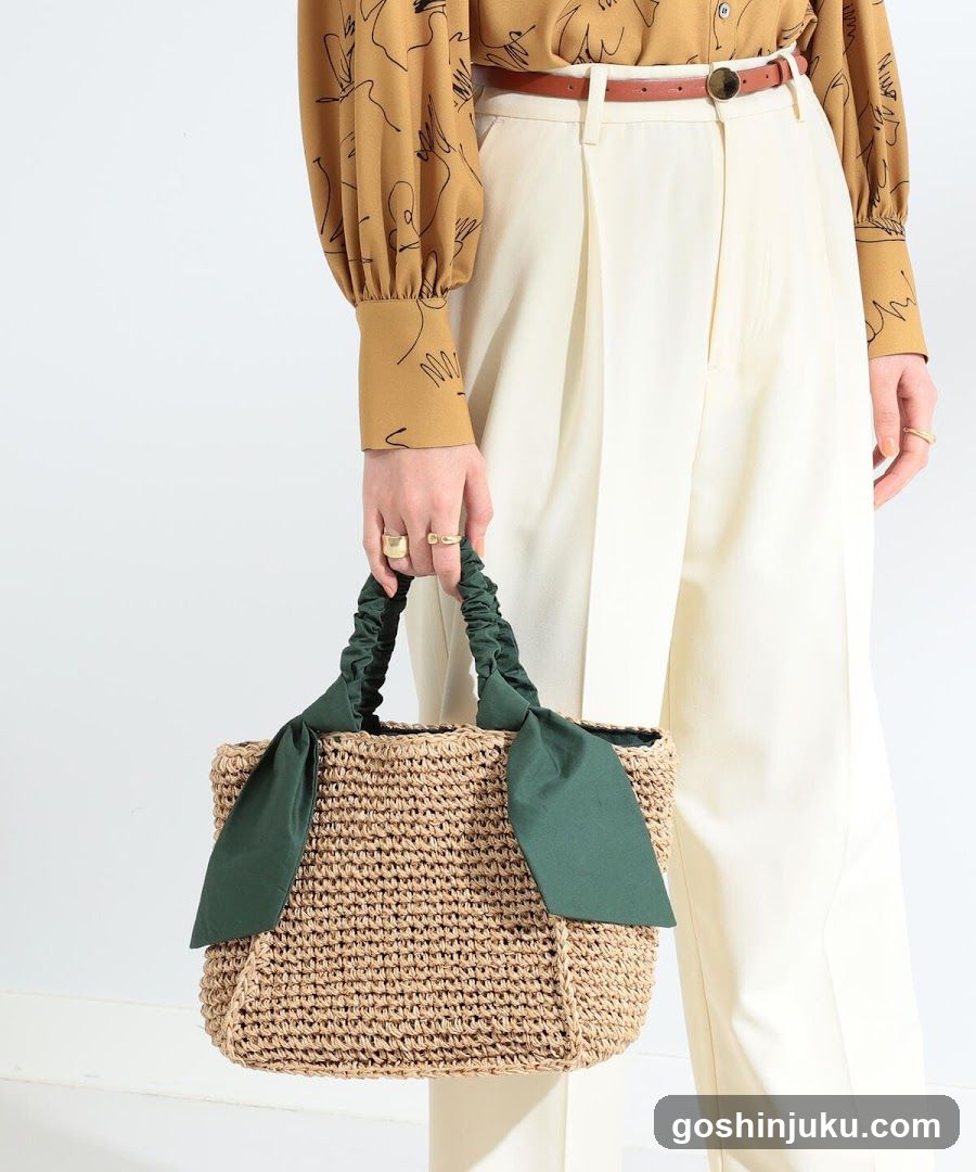 Fashion Outfit with Woven Bag