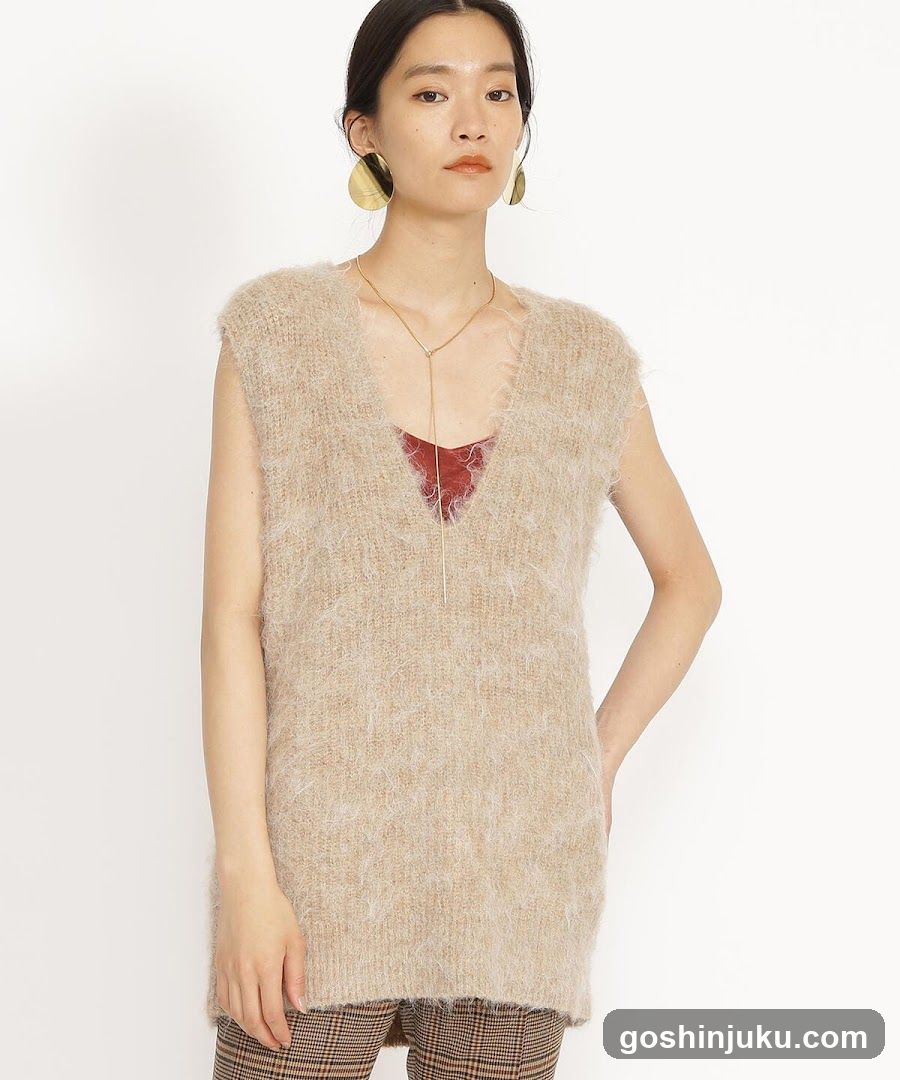 Fashion Model Wearing Knit Vest