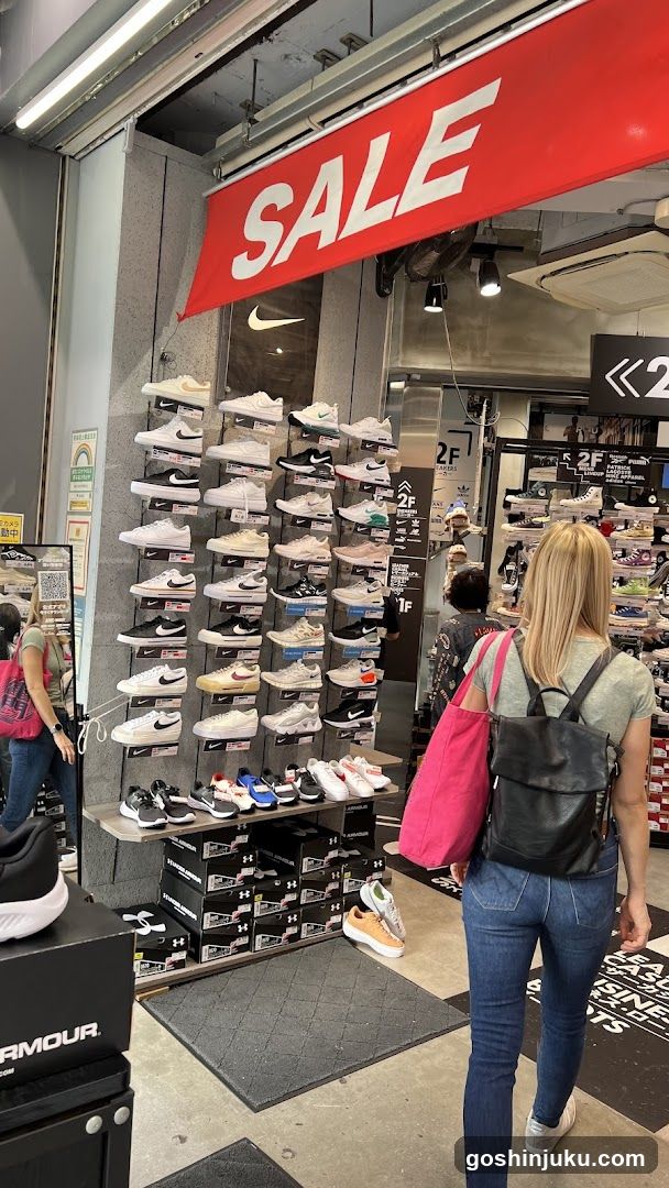 Shoe Store Interior with Sale Signage