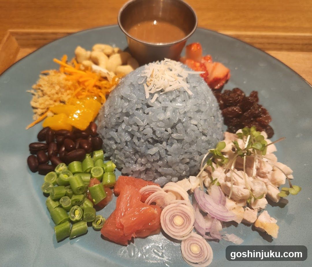 Blue Rice Bowl with Sides