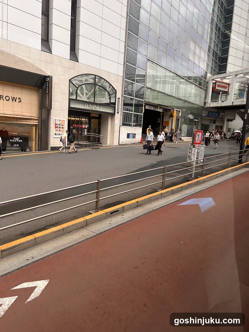 Urban Street Scene with Pedestrians and Modern Architecture