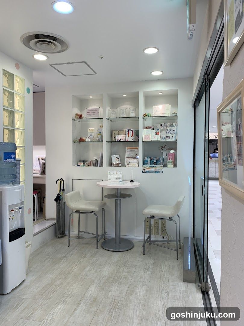 Interior of a clean, modern shop or clinic waiting area