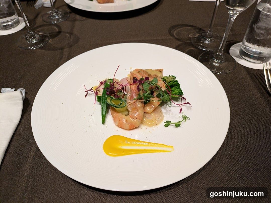 Shrimp Dish with Broccoli and Yellow Sauce