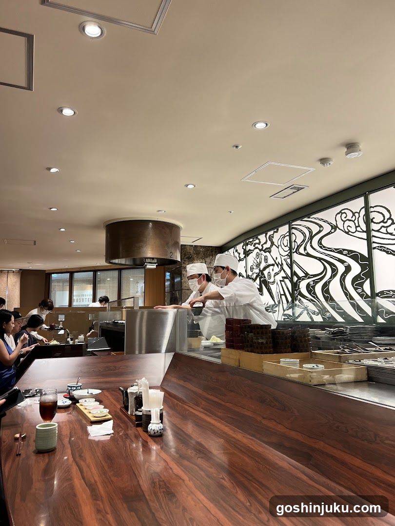 Restaurant Interior with Chef and Decorative Wall Art