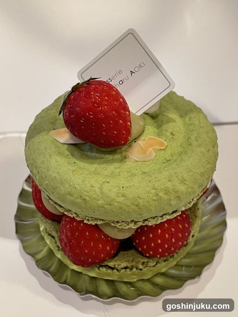 Matcha Strawberry Macaron Cake