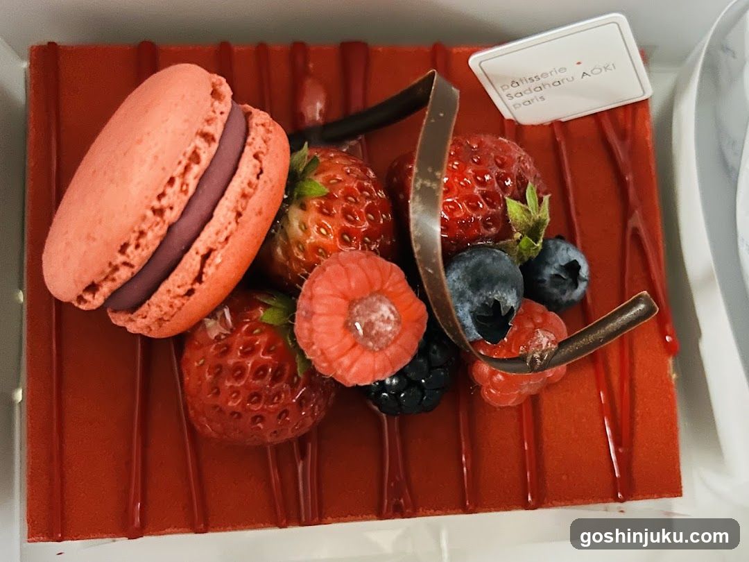 Pastry Dessert with Macaron and Berries