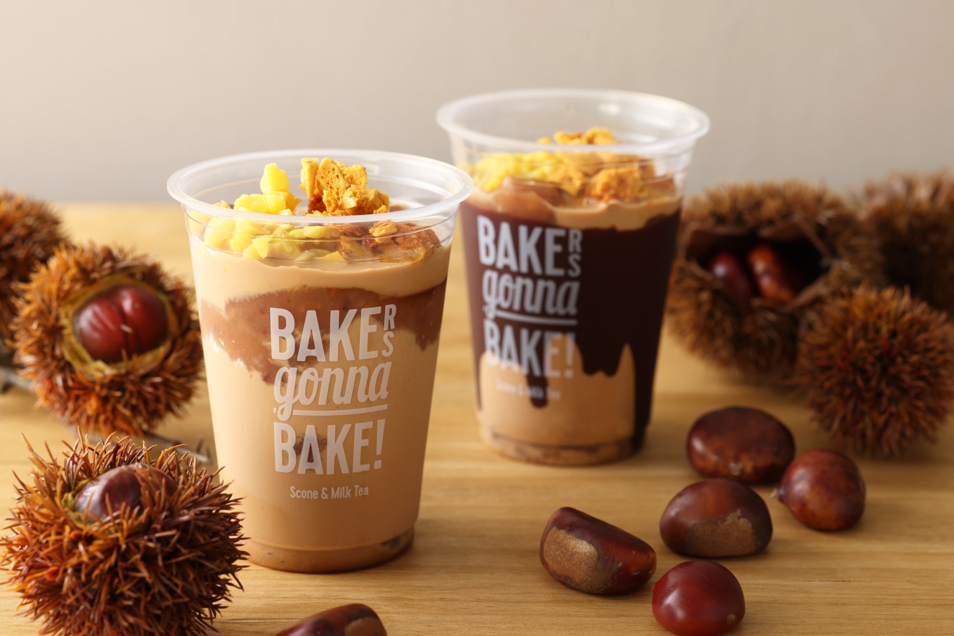 Iced Honeycomb Toffee Milk Tea Marron topped with honeycomb toffee and chestnut