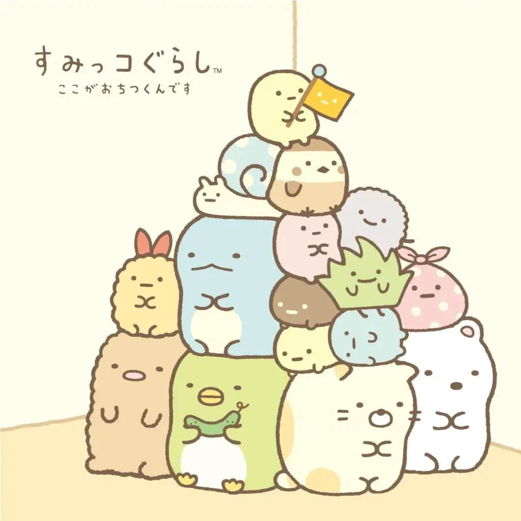 Square character display inside the Sumikko Gurashi Restaurant touring exhibition